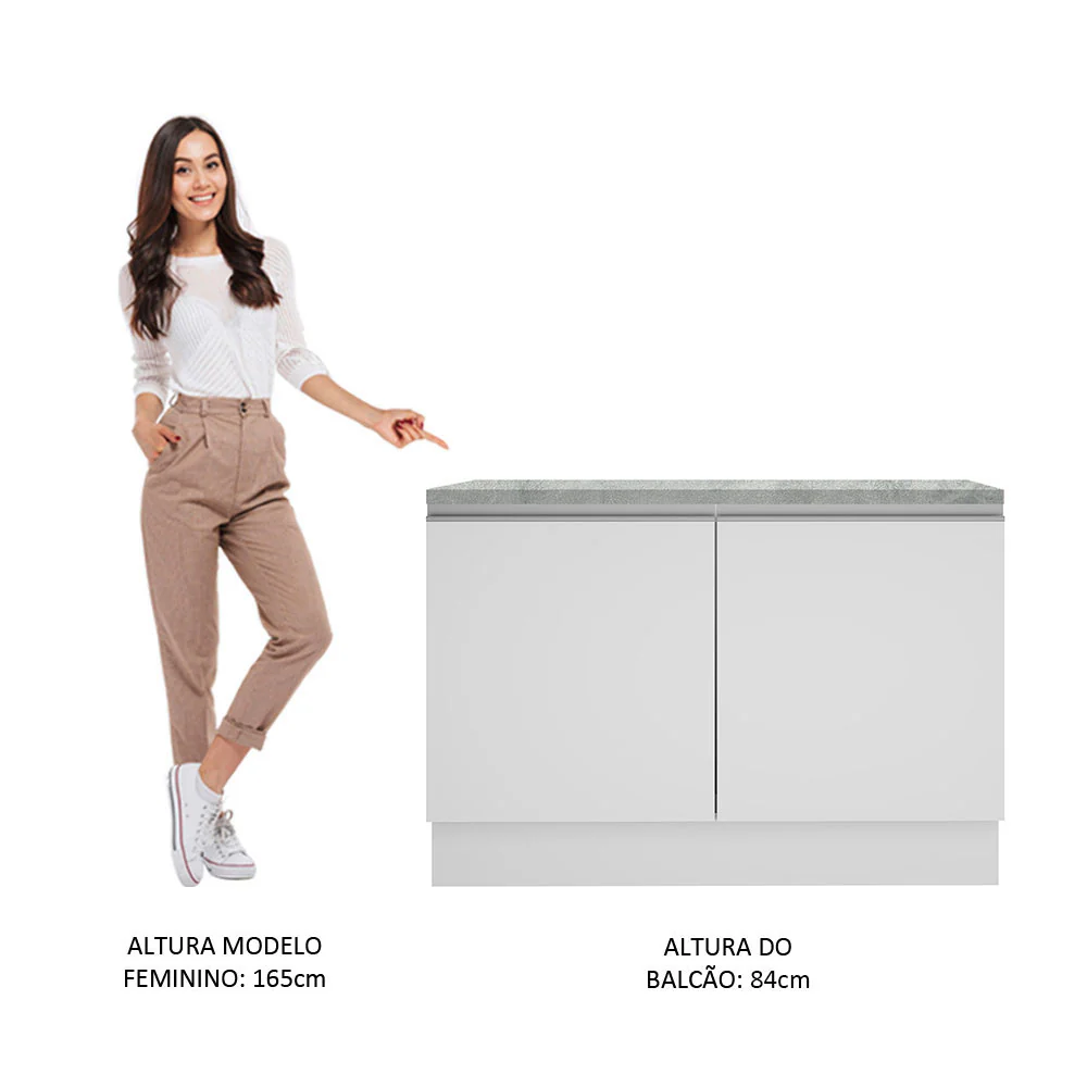 Balcão Gabinete Madesa Glamy 120 x 60 cm 2 Portas (Com Tampo) Branco - Image 6