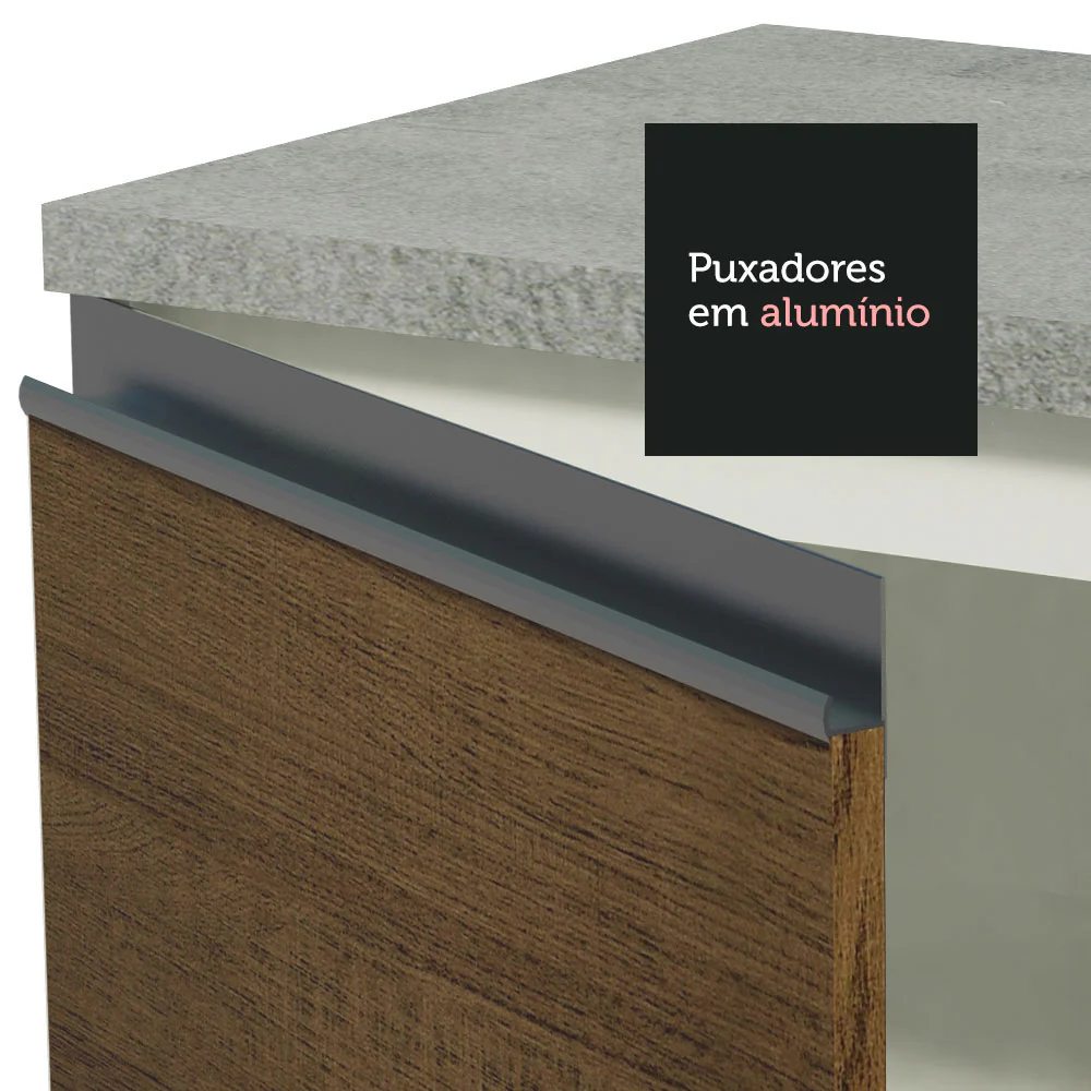 Balcão Gabinete Madesa Glamy 120 x 60 cm 2 Portas (Com Tampo) Branco/Rustic - Image 7