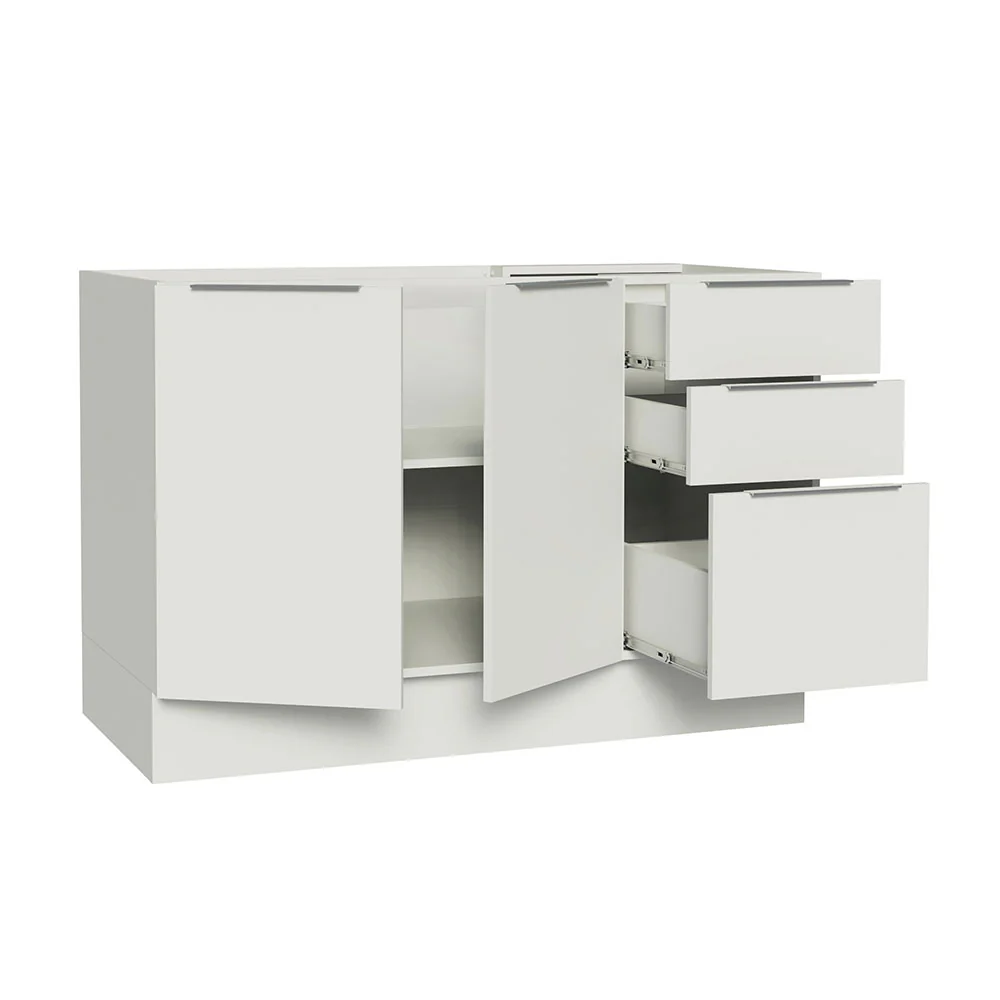 Balcão Gabinete de Pia Madesa Stella 120 x 60 cm 2 Portas e 3 Gavetas (Sem Tampo) Branco - Image 4