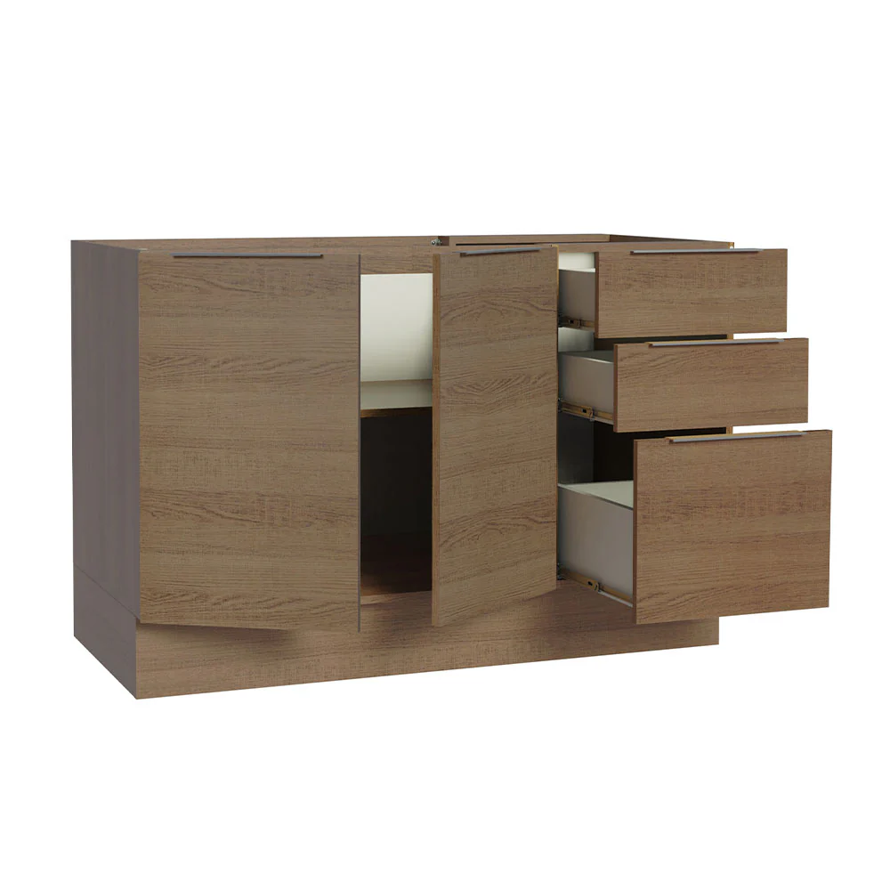 Balcão Gabinete de Pia Madesa Stella 120 x 60 cm 2 Portas e 3 Gavetas (Sem Tampo) Rustic - Image 5