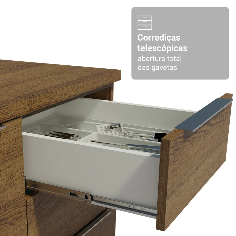 Balcão Gabinete de Pia Madesa Stella 120 x 60 cm 2 Portas e 3 Gavetas (Sem Tampo) Rustic - Image 6