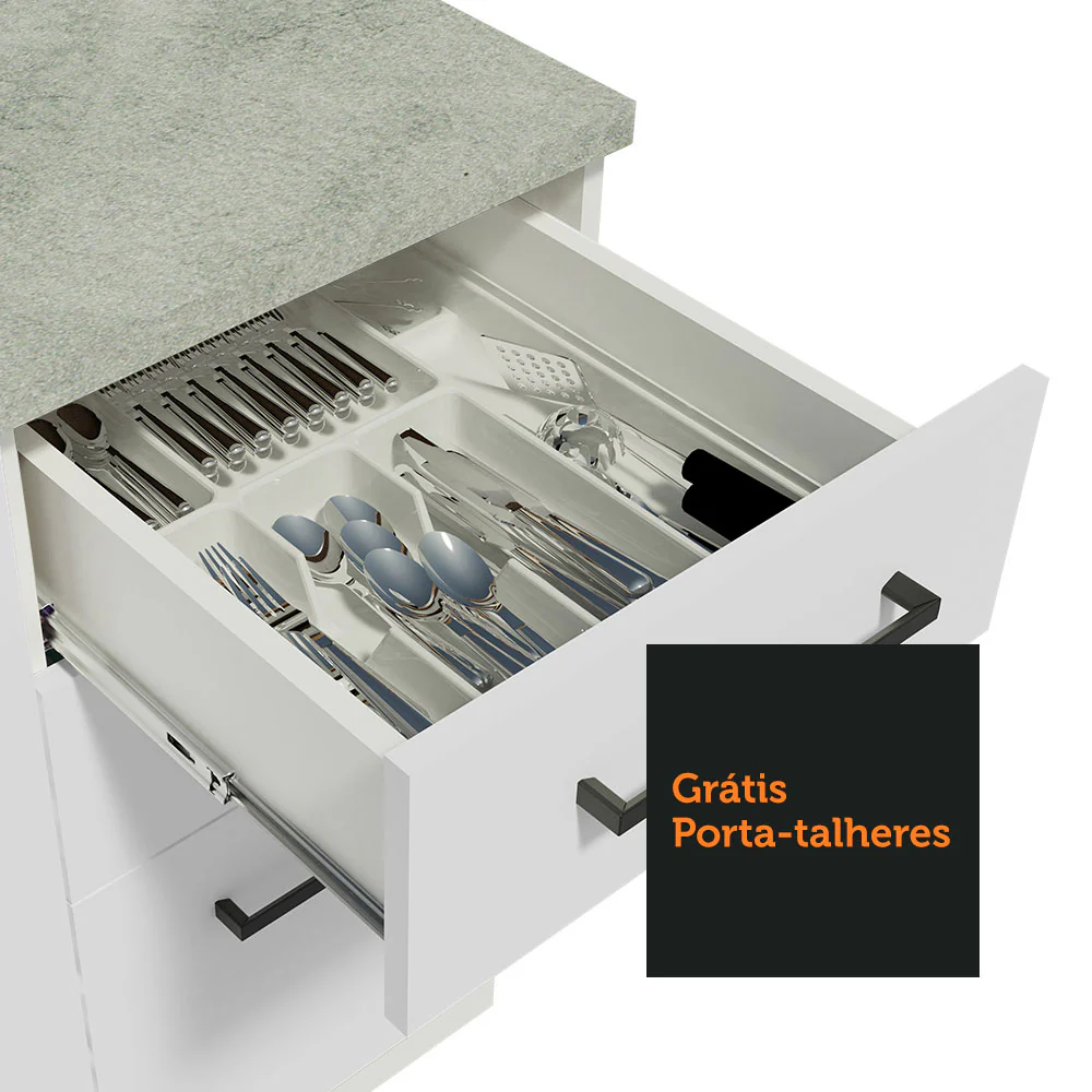 Balcão Madesa Agata 60 x 60 cm 3 Gavetas (Sem Tampo) Branco - Image 7