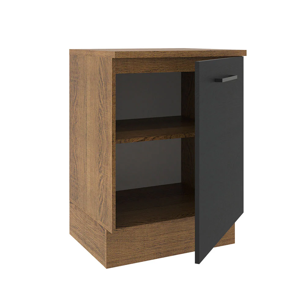 Balcão Madesa Agata 60 x 60 cm 1 Porta (Com Tampo) Rustic/Preto - Image 4