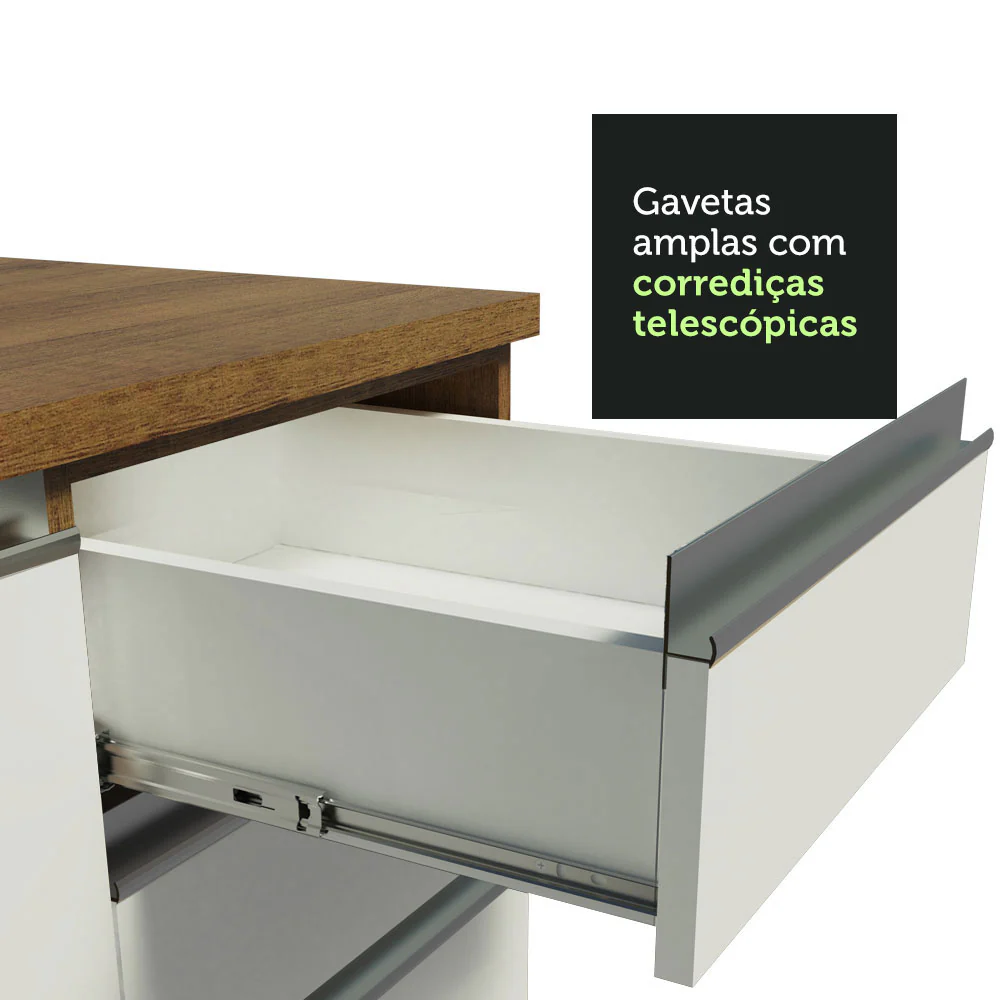 Balcão Madesa Glamy 40 x 60 cm 3 Gavetas (Com Tampo) Rustic/Branco - Image 6