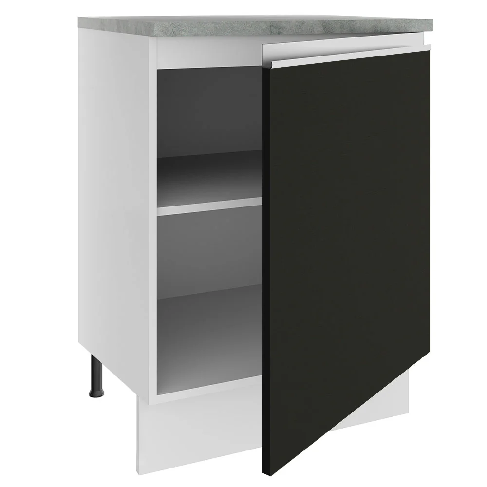 Balcão Madesa Glamy 60 cm 1 Porta Branco/Preto - Image 4