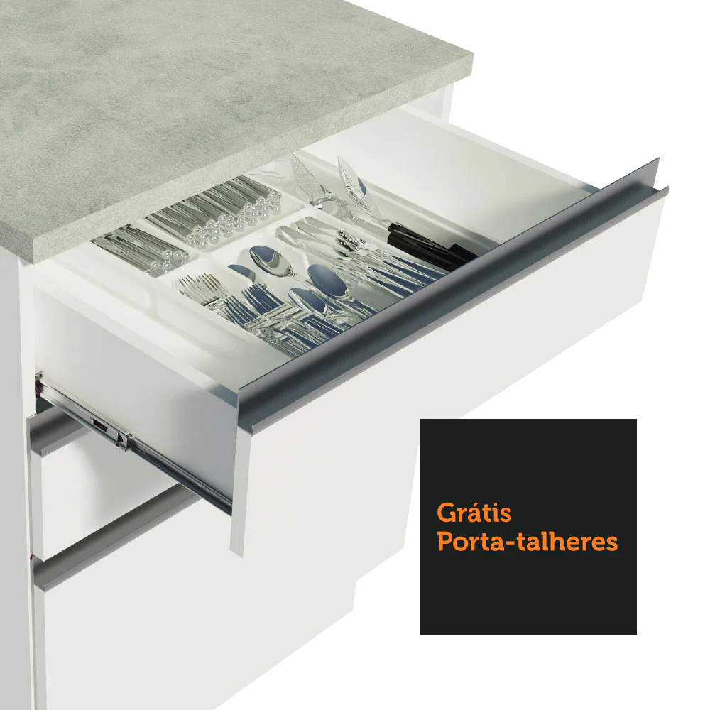 Balcão Madesa Glamy 60 cm 3 Gavetas Branco - Image 6