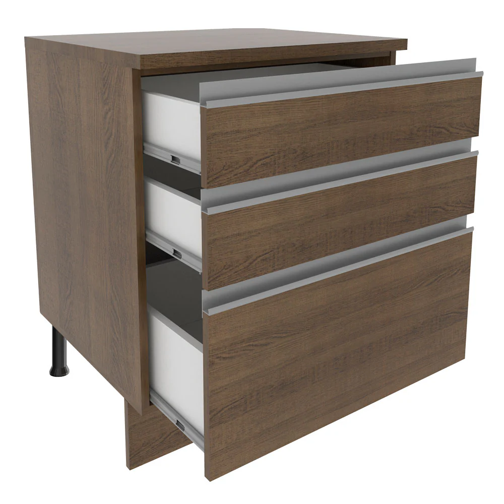 Balcão Madesa Glamy 60 cm 3 Gavetas Rustic - Image 3