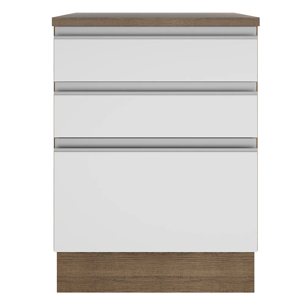 Balcão Madesa Glamy 60 cm 3 Gavetas Rustic/Branco - Image 10