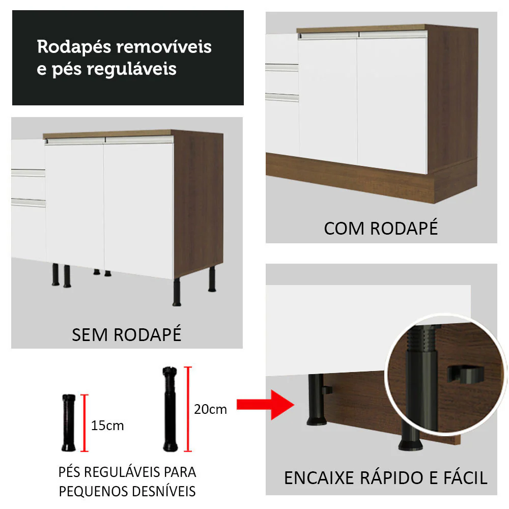 Balcão Madesa Glamy 80 x 60 cm 2 Portas (Com Tampo) Rustic/Branco - Image 12