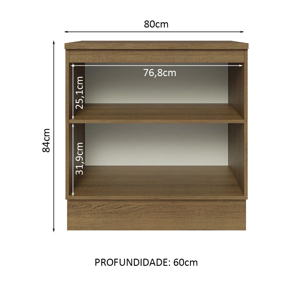 Balcão Madesa Glamy 80 x 60 cm 2 Portas (Com Tampo) Rustic/Branco - Image 3