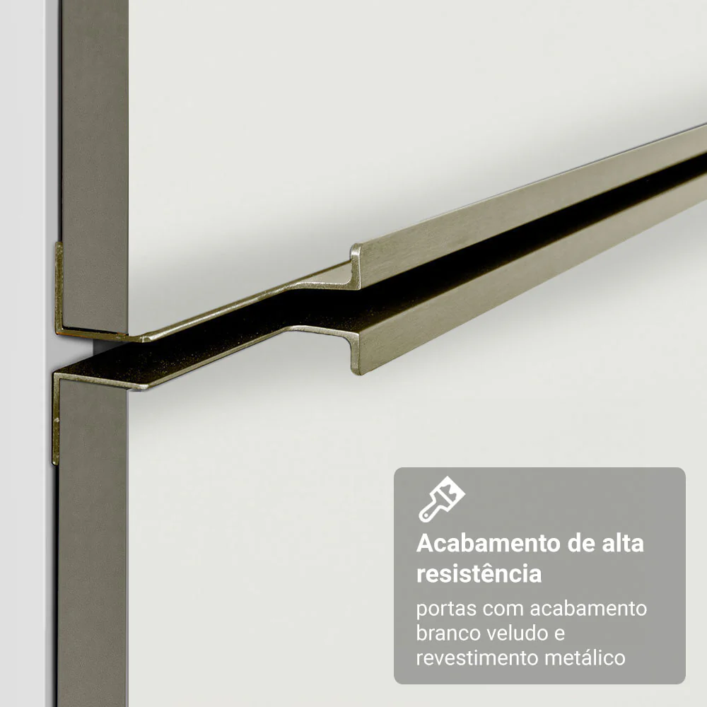 Balcão de Cozinha 60 x 60 cm 1 Porta (Sem Tampo) Branco/Branco Veludo Lux Madesa - Image 8