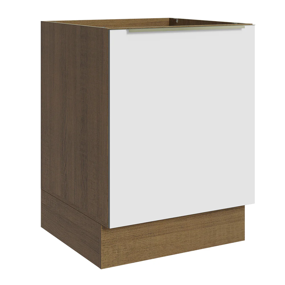 Balcão de Cozinha 60 x 60 cm 1 Porta (Sem Tampo) Rustic/Branco Veludo Lux Madesa