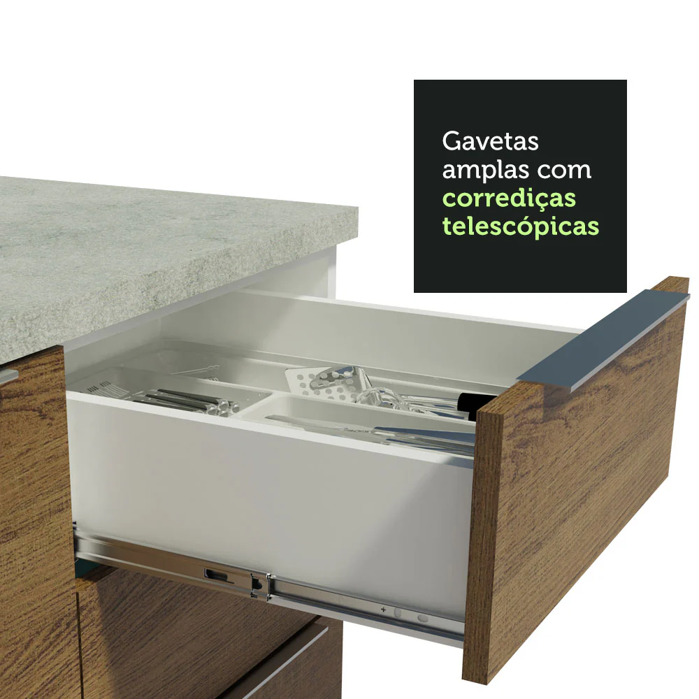 Balcão Madesa Stella 40 cm 3 Gavetas Branco/Rustic - Image 5