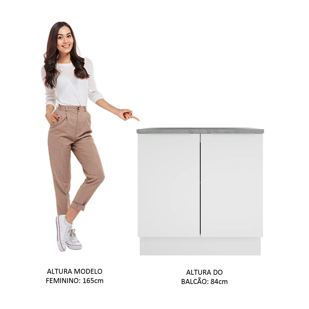 Balcão Madesa Stella 80 cm 2 Portas Branco - Image 5