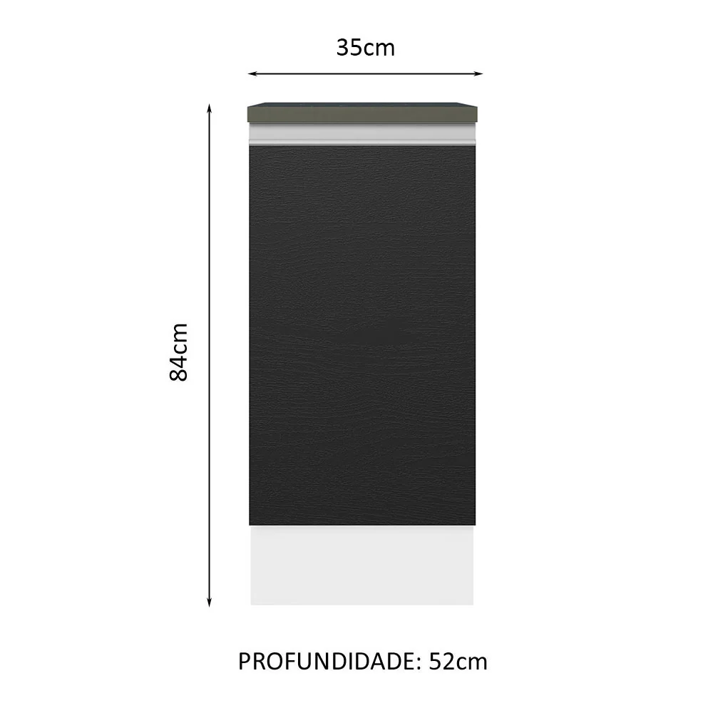 Balcão 100% MDF 35 cm 1 Porta Branco/Preto Acordes Madesa - Image 2