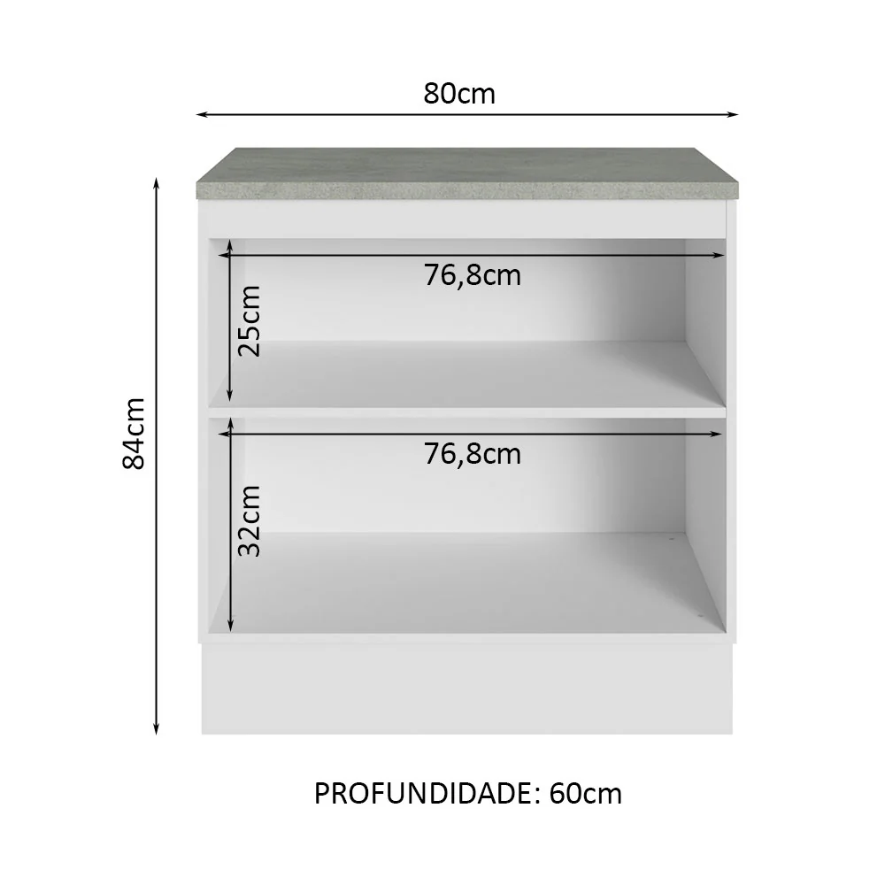 Balcão Multiuso 80cm 2 Portas Branco Agata Madesa - Image 4