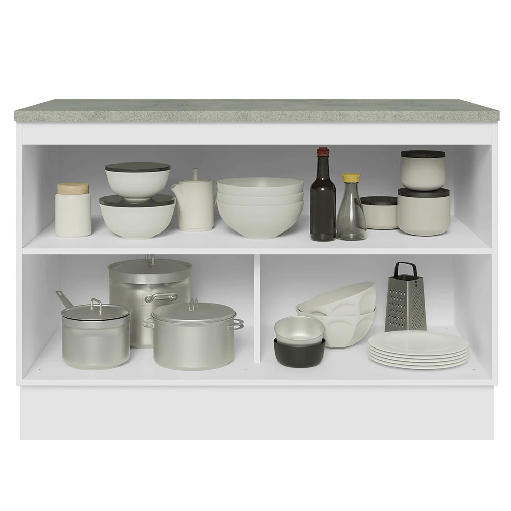 Balcão de Cozinha 120 x 60 cm 2 Portas (Com Tampo) Branco/Cinza Lux Madesa - Image 4