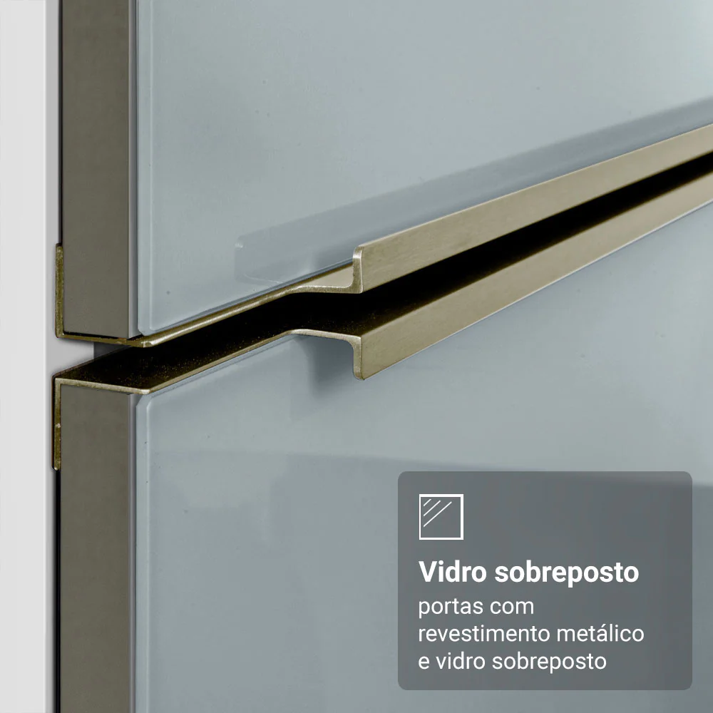 Balcão de Cozinha 120 x 60 cm 2 Portas (Com Tampo) Branco/Cinza Lux Madesa - Image 7
