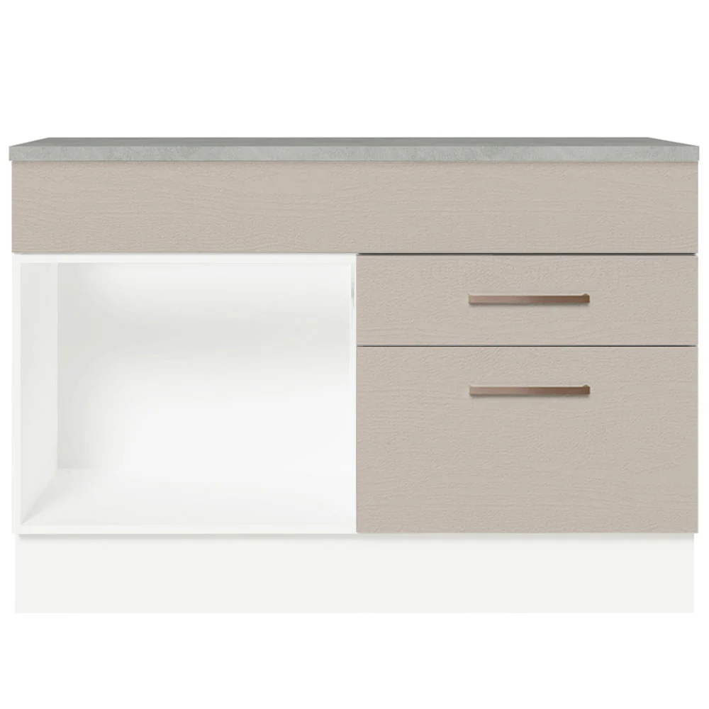 Balcão Cozinha 1 Porta e 2 Gavetas (Com Tampo) Branco/Crema Agata Madesa - Image 6