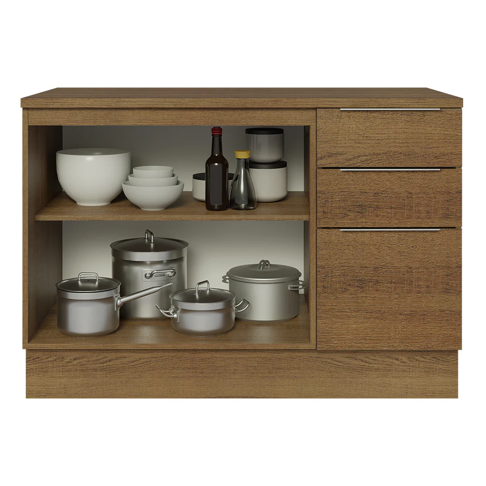 Balcão Cozinha 120 x 60 cm 2 Portas e 3 Gavetas (Com Tampo) Rustic Stella Madesa - Image 5