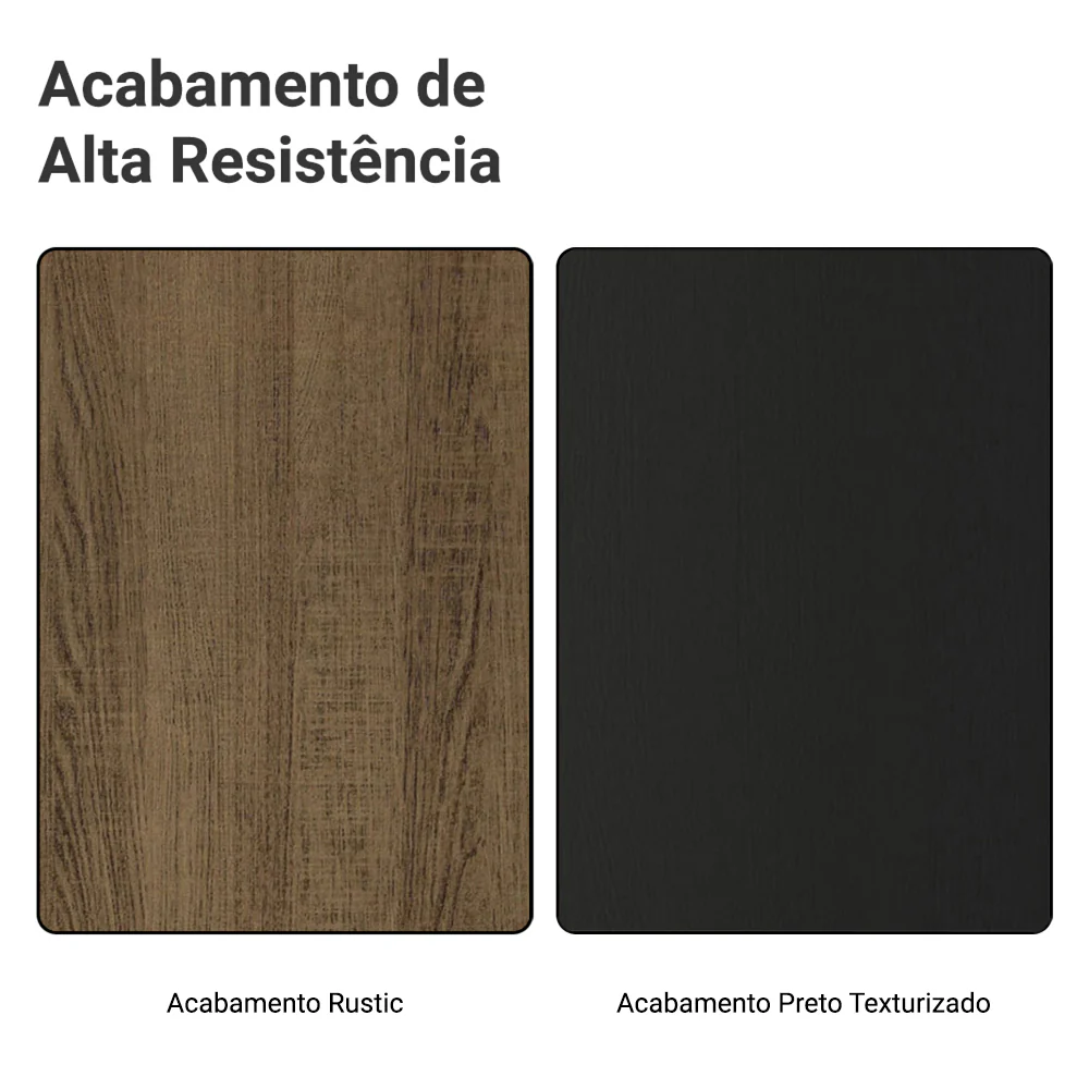 Balcão Cozinha 2 Portas e 3 Gavetas (Com Tampo) Rustic/Preto Agata Madesa - Image 10