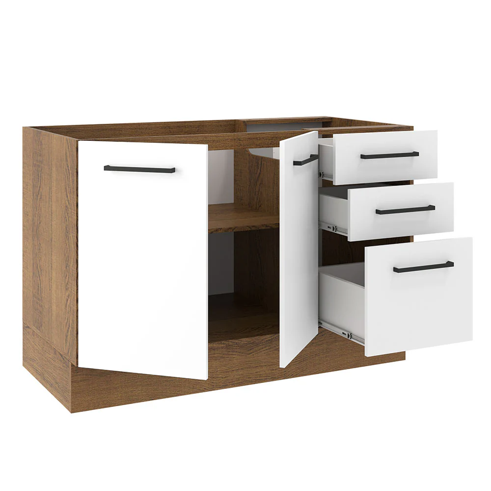Balcão de Pia Madesa Agata 2 Portas e 3 Gavetas Rustic/Branco - Image 5