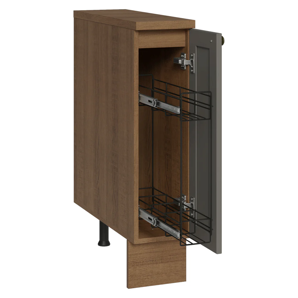 Balcão Porta-Temperos 20x60 cm 1 Porta (Com Tampo) Rustic/Cinza Vik Madesa - Image 2