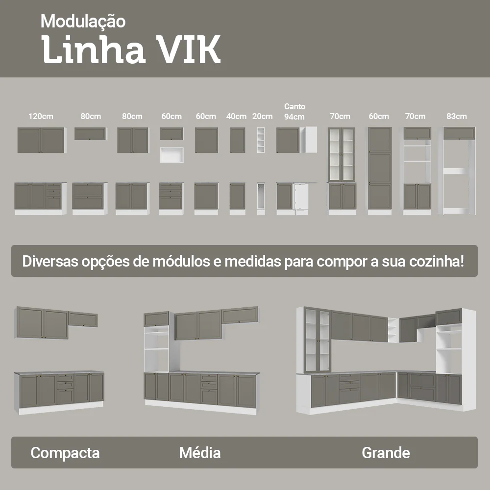 Balcão Porta-Temperos 20 cm 1 Porta Branco/Cinza Vik Madesa - Image 9