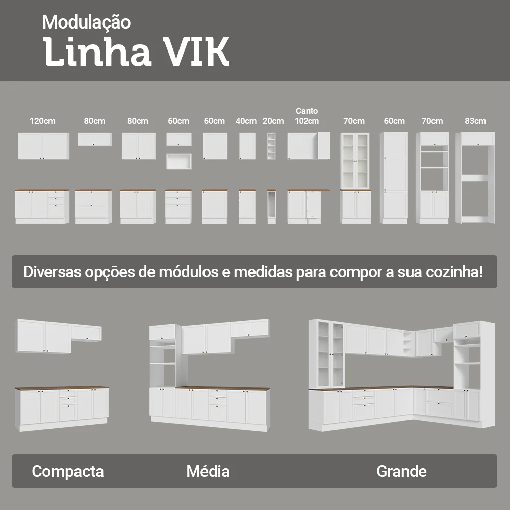 Balcão Porta-Temperos 20 cm 1 Porta Branco/Tampo Rustic Vik Madesa - Image 9