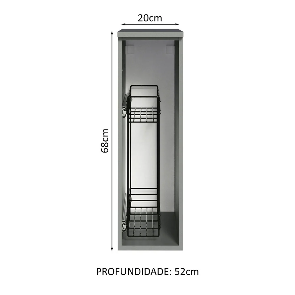 Balcão Porta-Temperos 20 cm Suspenso Cinza Nice Madesa - Image 2