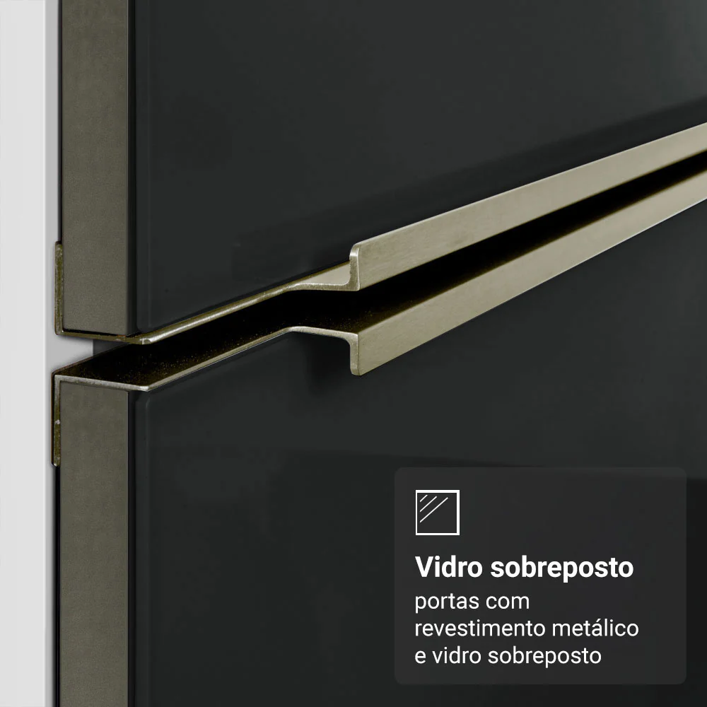 Balcão Porta-Temperos 20 x 60 cm 1 Porta (Com Tampo) Branco/Preto Lux Madesa - Image 6