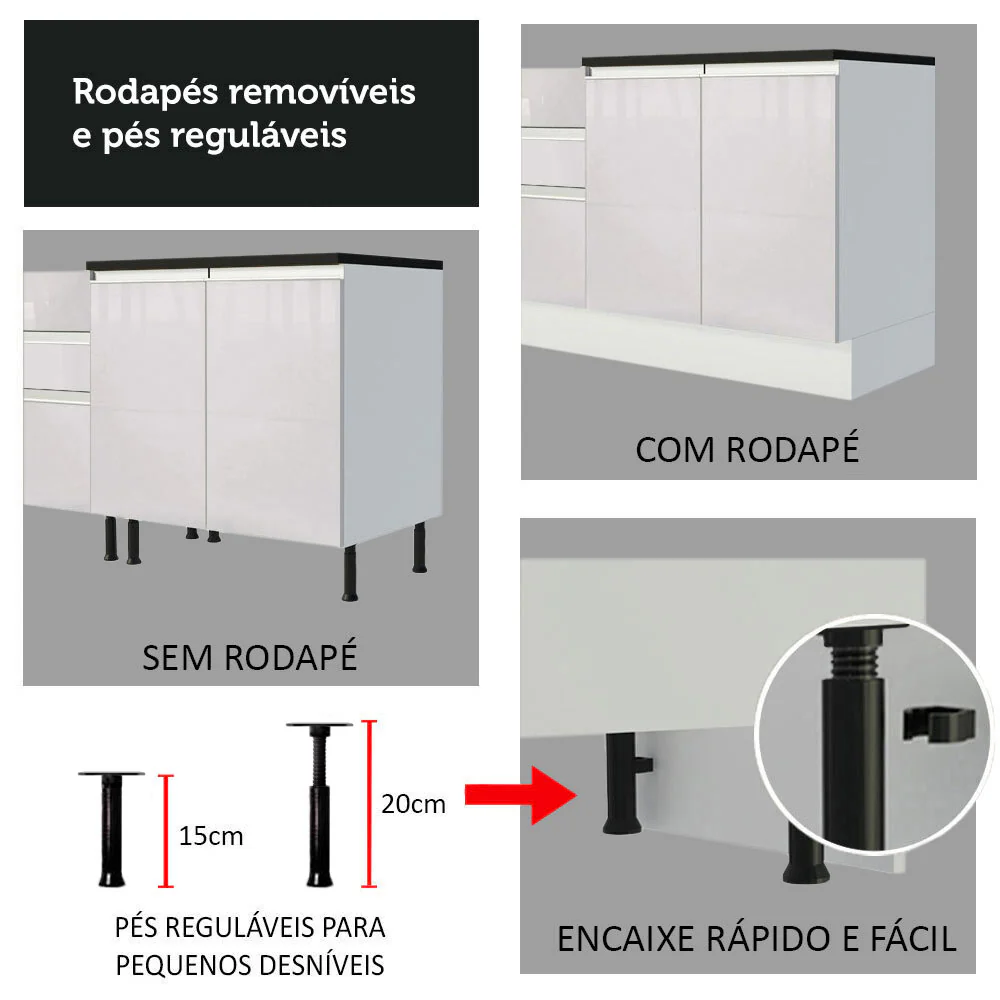 Balcão Porta-Temperos Madesa Acordes 100% MDF 20 cm (Com Tampo) Branco - Image 6