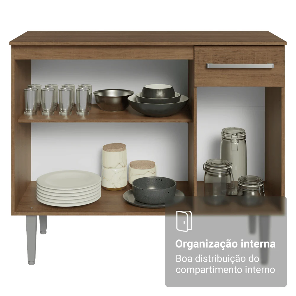 Buffet Aparador 105cm 3 Portas e 1 Gaveta Rustic Madesa - Image 7
