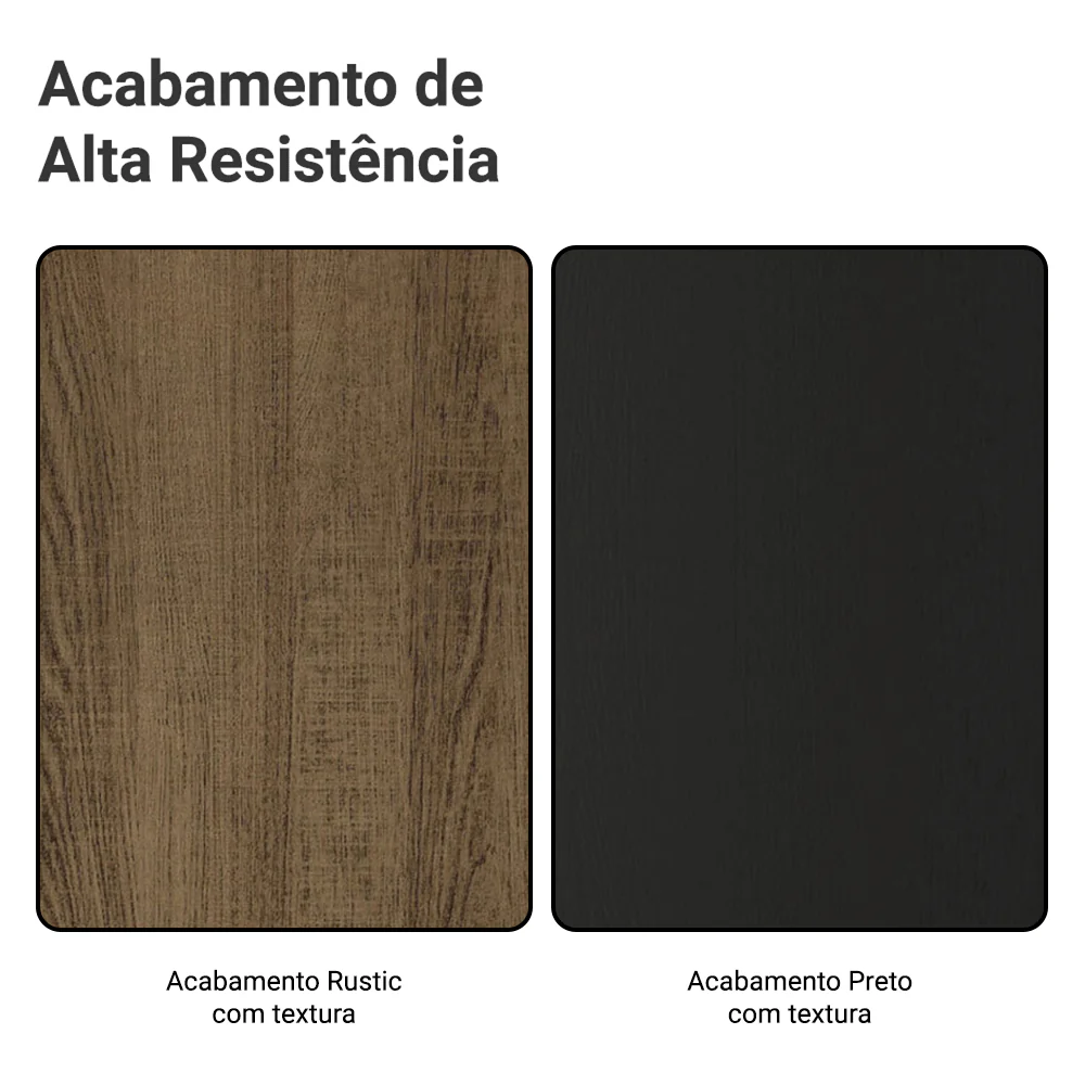 Buffet Aparador 105cm 3 Portas e 1 Gaveta Rustic/Preto Madesa - Image 9