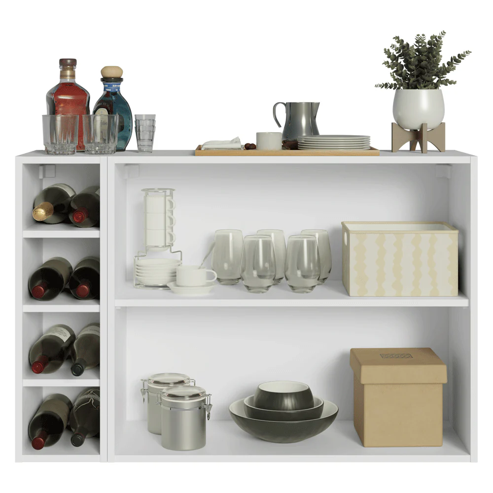 Buffet Aparador com Adega 100cm 2 Portas Branco/Cinza Vik Madesa 16 - Image 4