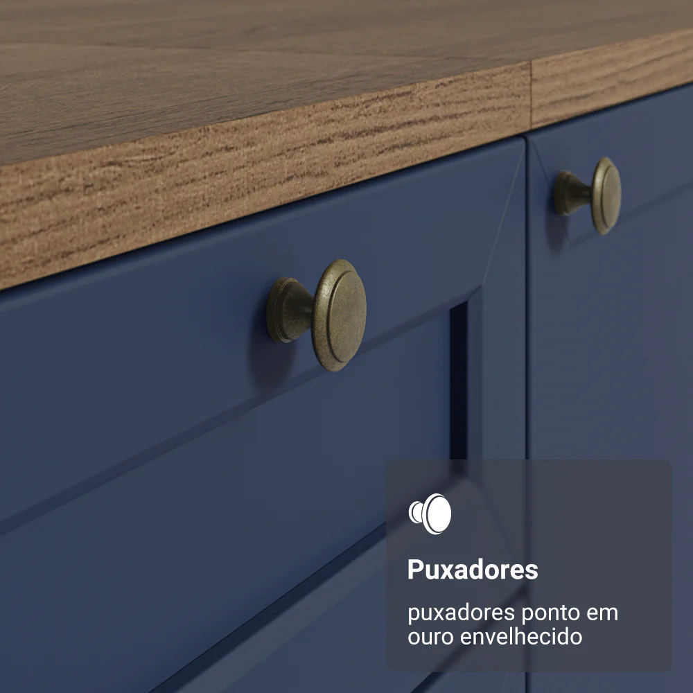 Buffet Aparador com Adega 100cm 2 Portas Rustic/Azul Vik Madesa 16 - Image 3