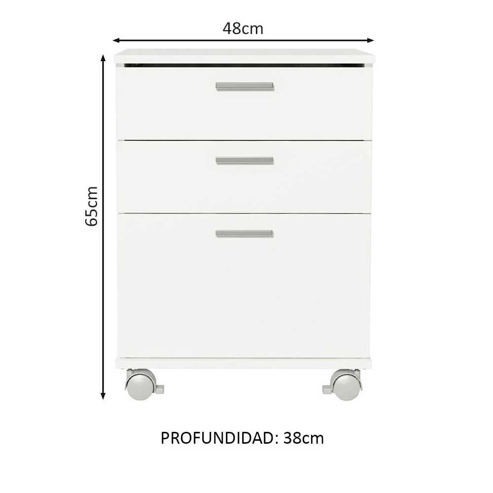 Conjunto Escritório Home Office com Mesa Industrial + Gaveteiro Rustic/Branco Madesa - Image 4