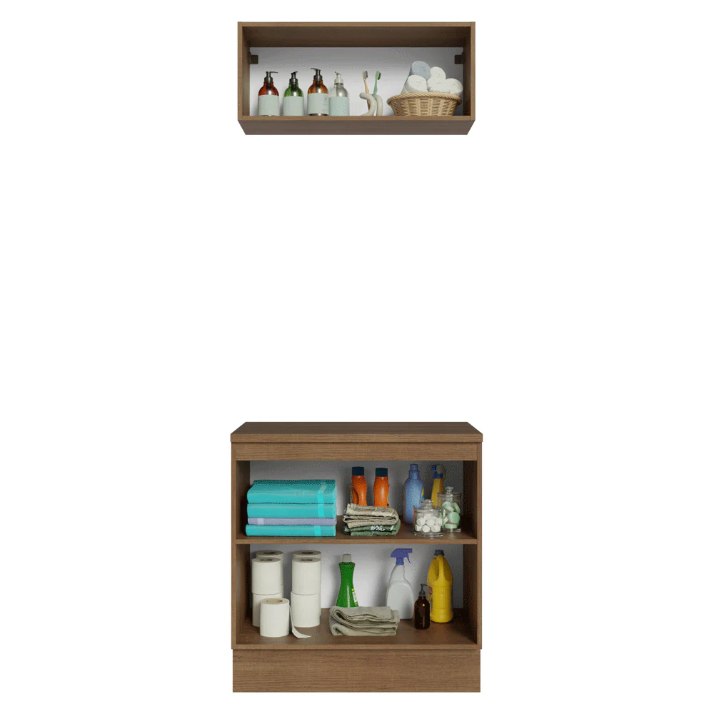 Conjunto Gabinete para Banheiro 80cm 3 Portas Rustic/Verde Vik Madesa 02 - Image 5