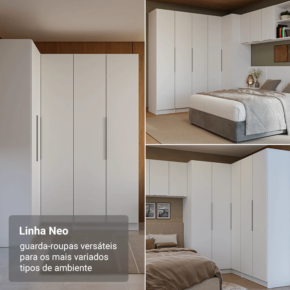 Conjunto Home Office 2 Armários com Espelhos Neo 1 Escrivaninha 2 Prateleiras Branco Madesa - Image 5
