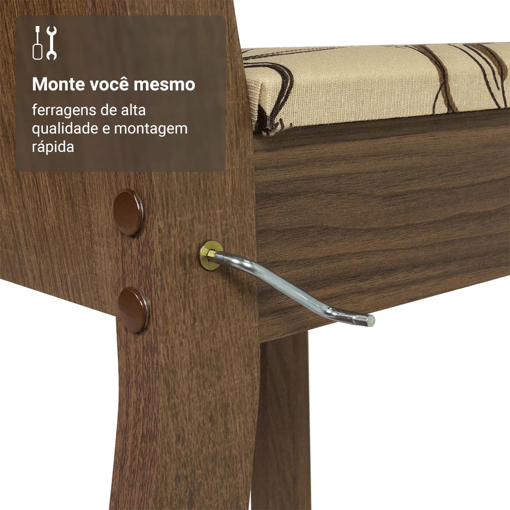 Conjunto Sala de Jantar Avelã Mesa Tampo de Vidro 4 Cadeiras Rustic/Crema/Lírio Bege Madesa - Image 8
