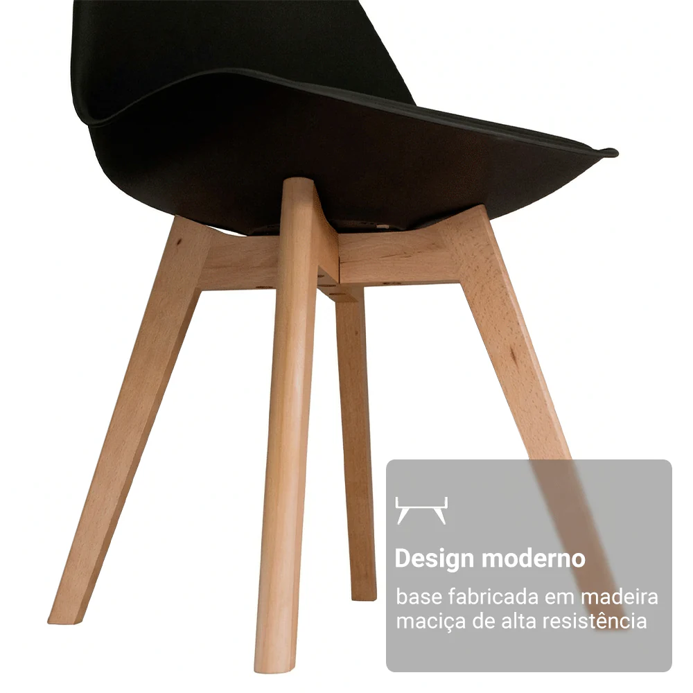Conjunto Sala de Jantar Denali Mesa Tampo de Vidro 4 Cadeiras Preto/Rustic/Preto Madesa - Image 10