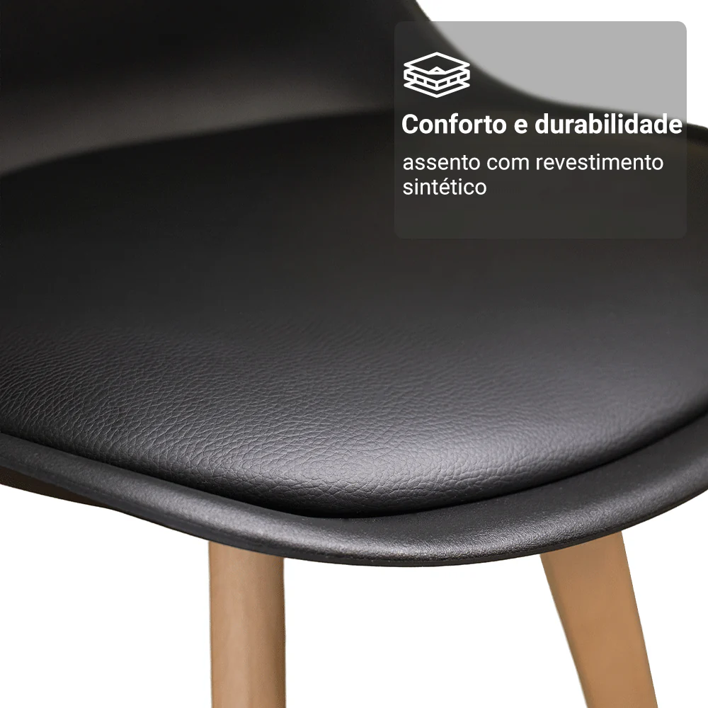 Conjunto Sala de Jantar Garda Mesa Tampo de Madeira 4 Cadeiras Rustic/Preto Madesa - Image 8