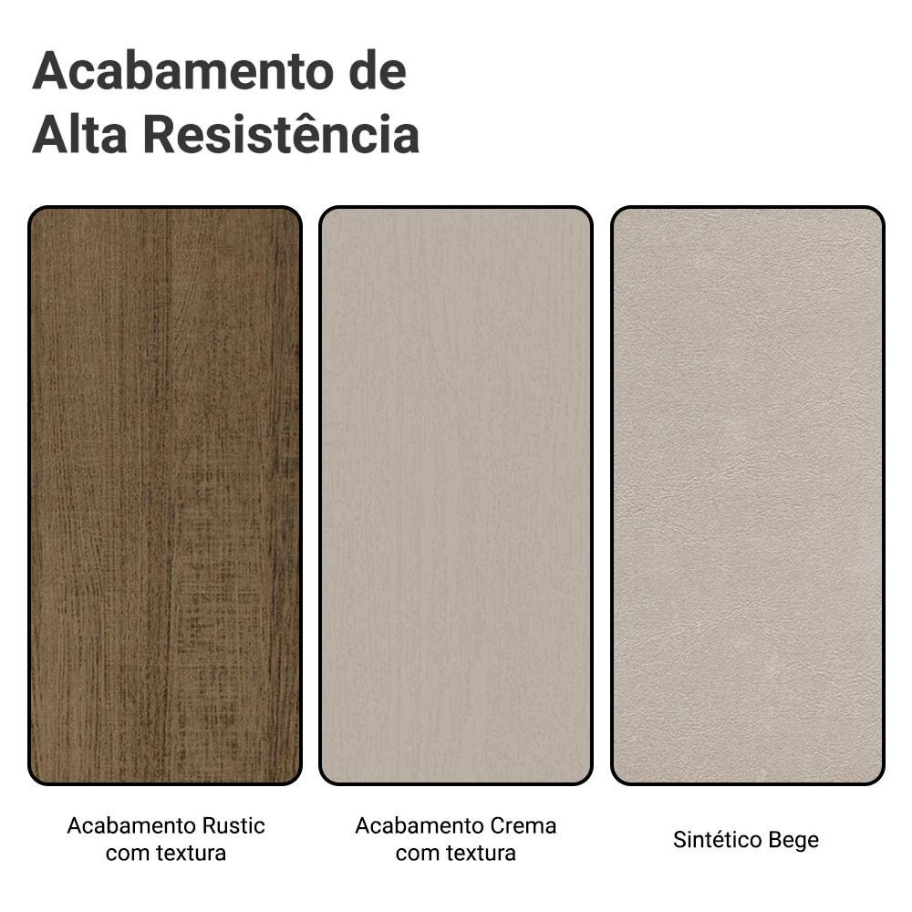 Conjunto Sala de Jantar Mesa Tampo de Madeira com 4 Cadeiras Rustic/Crema/Sintético Bege Havana Madesa - Image 9