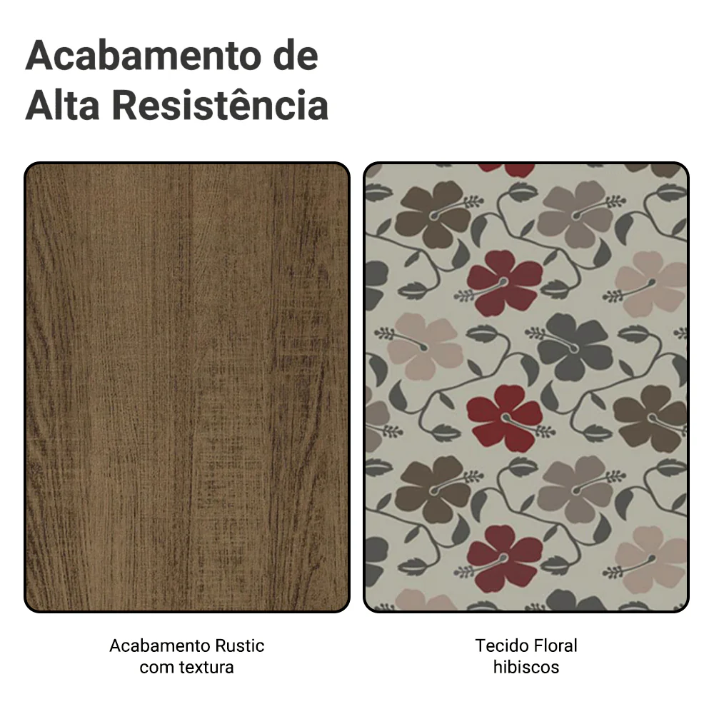 Conjunto Sala de Jantar Lexy Madesa Mesa Tampo de Madeira com 4 Cadeiras Rustic/Floral Hibiscos - Image 10