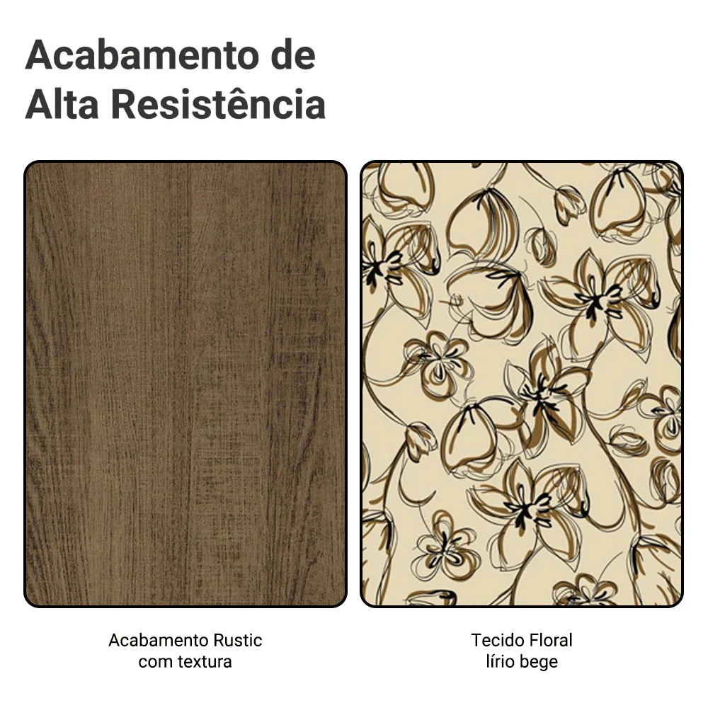 Conjunto Sala de Jantar Lexy Madesa Mesa Tampo de Madeira com 4 Cadeiras Rustic/Floral Lírio Bege - Image 10