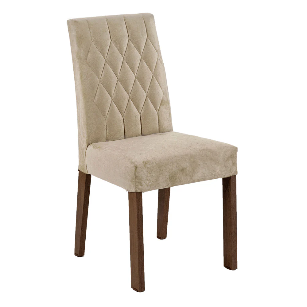 Conjunto Sala de Jantar Lótus Mesa Tampo de Madeira 4 Cadeiras Rustic/Crema/Suede Imperial Madesa - Image 7