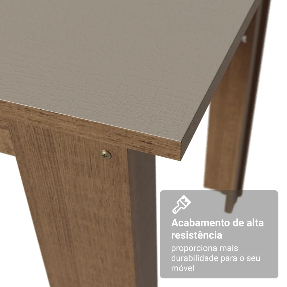 Conjunto Sala de Jantar Lucena Mesa Tampo de Madeira 6 Cadeiras Rustic/Crema/Lírio Bege Madesa - Image 7