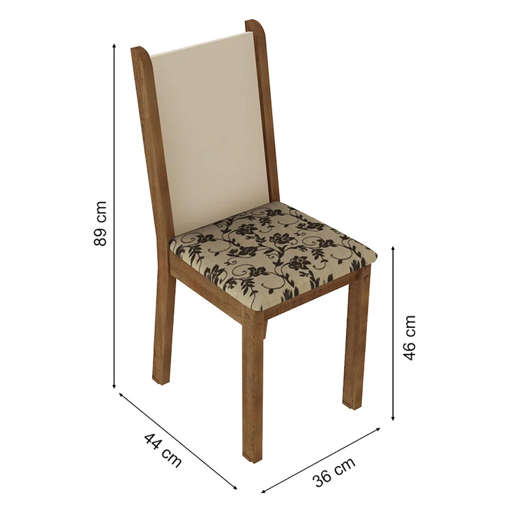 Conjunto Sala de Jantar Madesa Bea Mesa Tampo de Madeira com 4 Cadeiras Rustic/Crema/Bege Marrom - Image 3