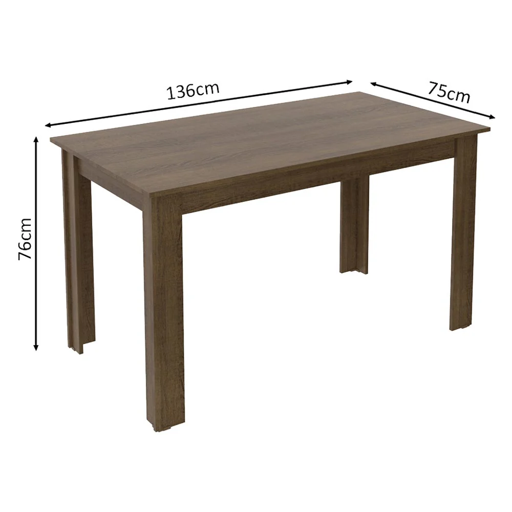 Conjunto Sala de Jantar Madesa Bea Mesa Tampo de Madeira com 4 Cadeiras Rustic/Crema/Bege Marrom - Image 4
