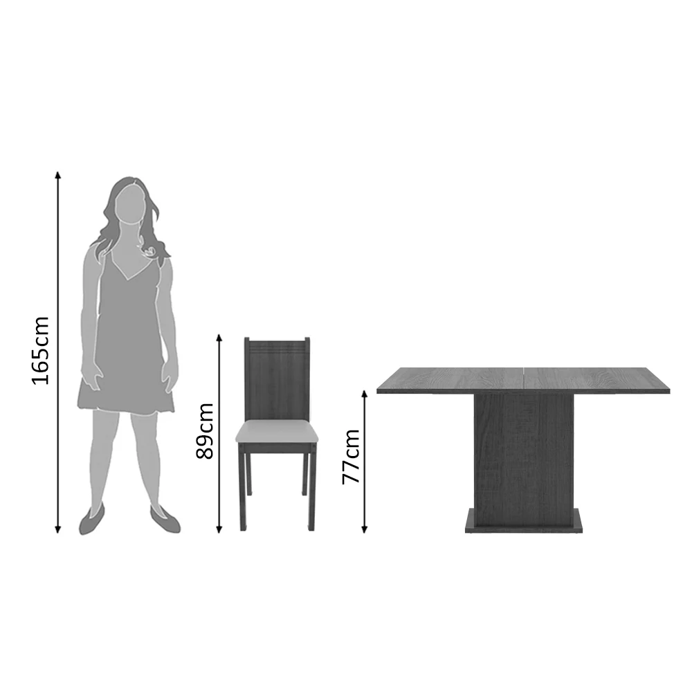 Conjunto Sala de Jantar Madesa Clarice Mesa Tampo de Madeira com 8 Cadeiras Rustic/Lírio Bege - Image 8